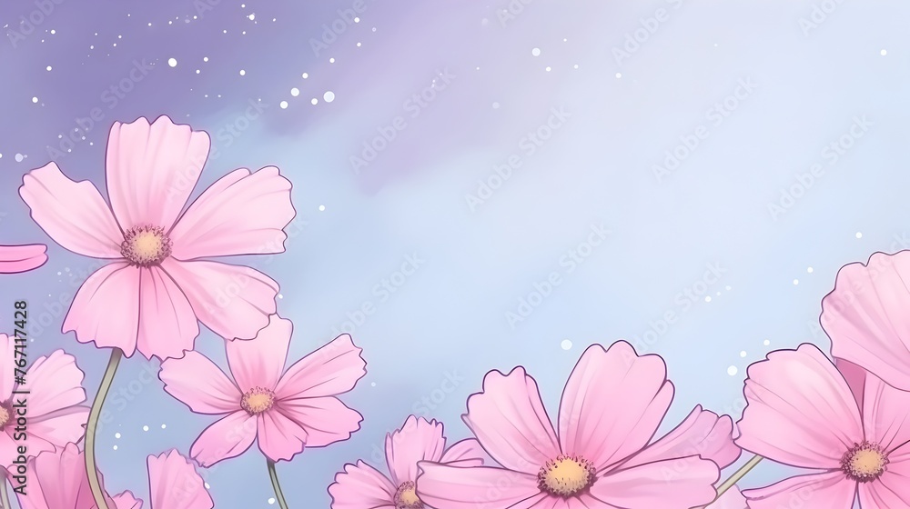 Pastel Watercolor D Cartoon of Isolated Cosmos Background