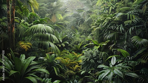 Dense Green Forest With Abundant Trees