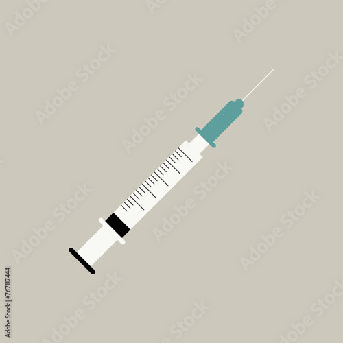 Syringe Vibrant Isolated Flat Image. Perfect for different cards, textile, web sites, apps