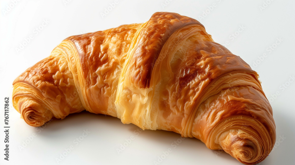 Croissant bread on a white background.
