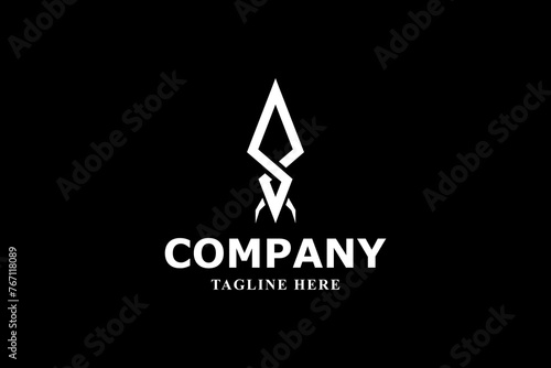 letter s and rocket on black background logo photo