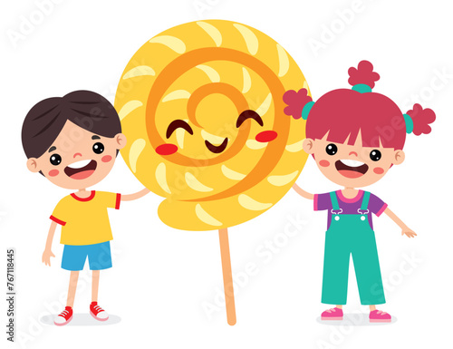Illustration Of Kid With Candy