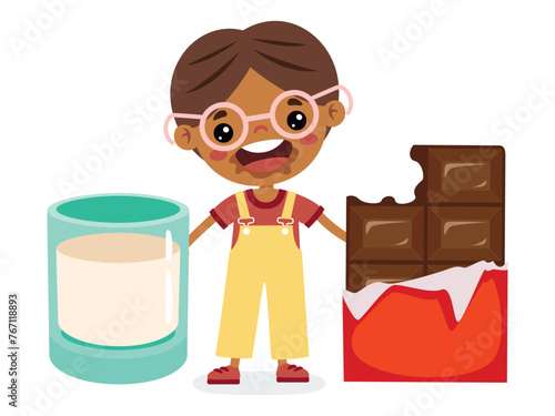 Illustration Of Kid With Chocolate