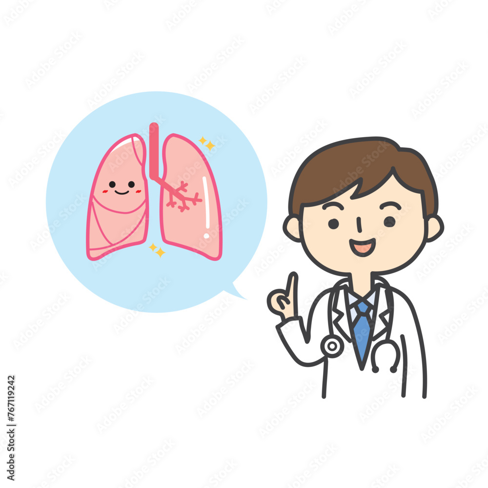 肺の説明をする医師