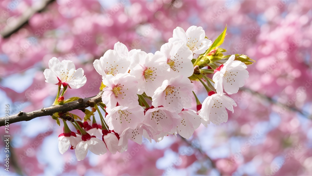 Obraz premium Branch of Japanese cherry blossom isolated against white background