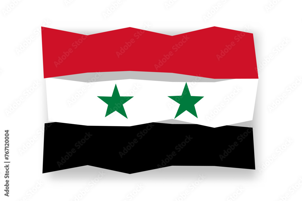 Syria flag - stylish flag mosaic of colorful papercuts. Vector illustration with dropped shadow isolated on white background Syria flag - stylish flag mosaic of colorful papercuts. Vector illustration with dropped shadow isolated on white background