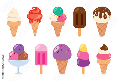 Colletion Of Various Ice Creams