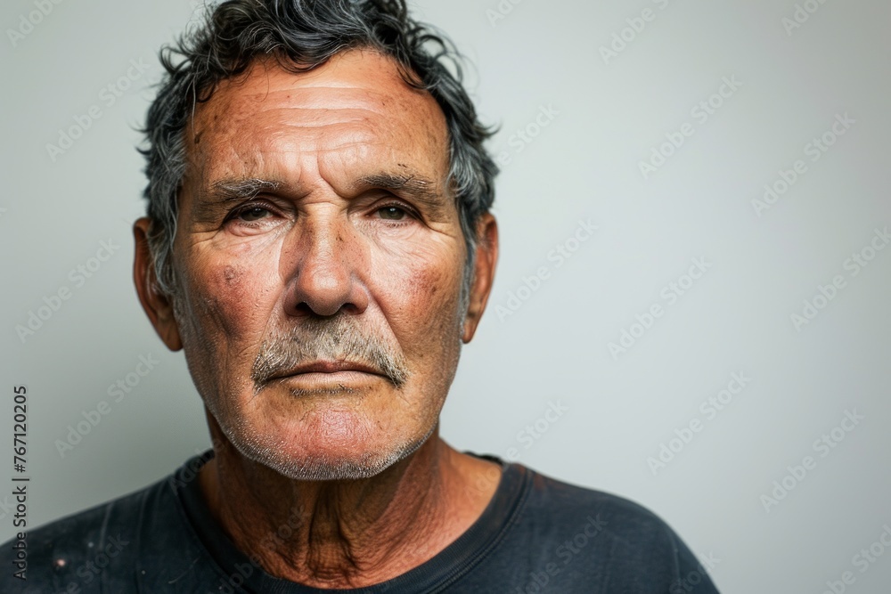 Portrait of an old man with a serious expression on his face Portrait of an old man with a serious expression on his face