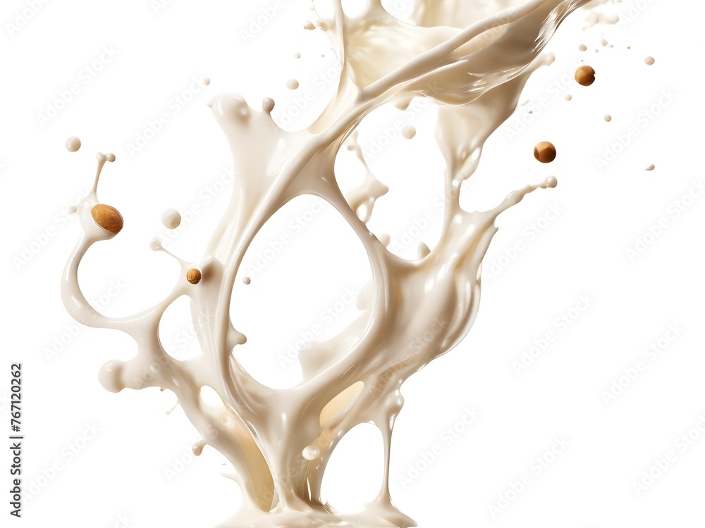 Milk Splash in White Background with Abstract Blue Motion and Chocolate Pouring Effect Milk Splash in White Background with Abstract Blue Motion and Chocolate Pouring Effect
