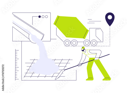 Pouring concrete abstract concept vector illustration.