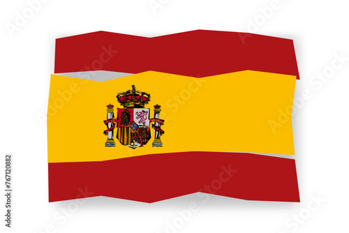 Spain flag  - stylish flag mosaic of colorful papercuts. Vector illustration with dropped shadow isolated on white background