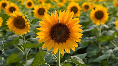 Bright and beautiful sunflower stands out in elegant background