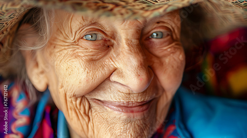 Close-up photo of old woman, beutiful old lady smiling 