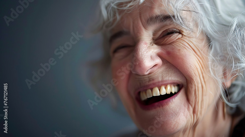 Close-up photo of old woman, beutiful old lady smiling 