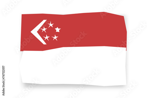 Singapore flag  - stylish flag mosaic of colorful papercuts. Vector illustration with dropped shadow isolated on white background