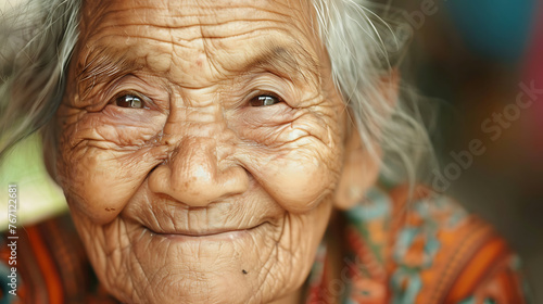 Close-up photo of old woman, beutiful old lady smiling 