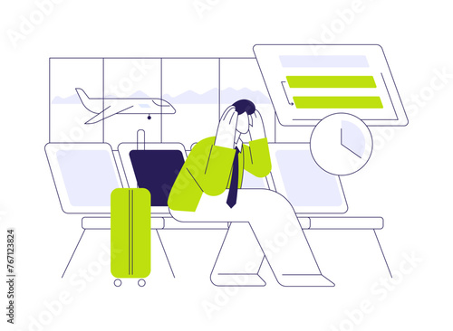 Flight delayed abstract concept vector illustration.