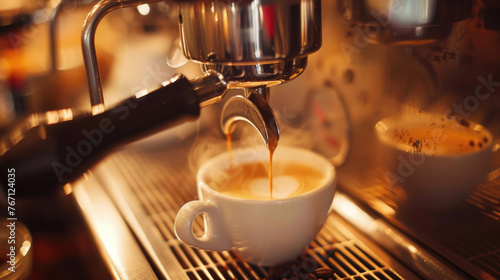 Close-Up of Coffee Being Added to Espresso Machine