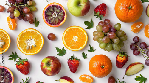 Vibrant Array of Colorful Fruits in Artistic Arrangement