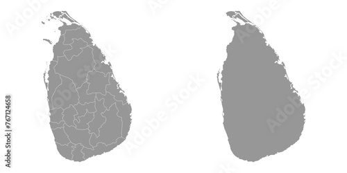 Sri Lanka map with administrative divisions. Vector illustration.