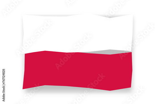 Poland flag  - stylish flag mosaic of colorful papercuts. Vector illustration with dropped shadow isolated on white background
