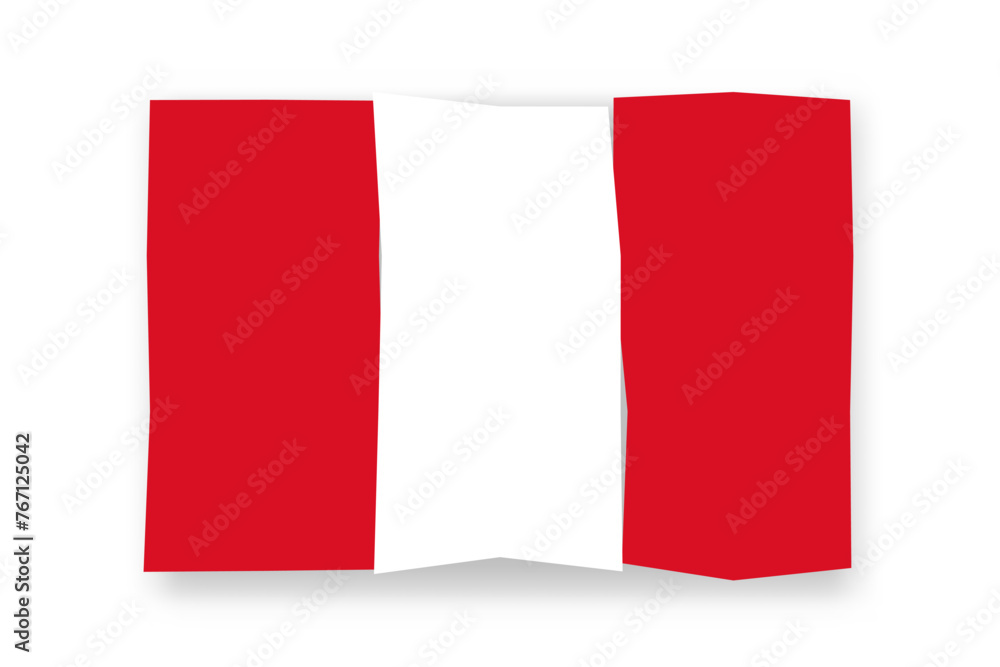 Peru flag  - stylish flag mosaic of colorful papercuts. Vector illustration with dropped shadow isolated on white background