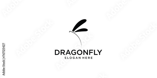 Simple dragonfly logo design with modern style| premium vector