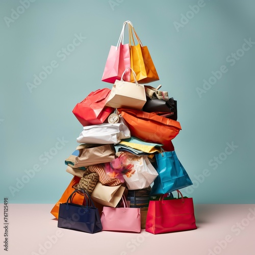 Pile of colorful shopping bags