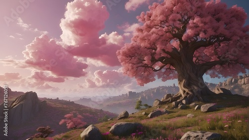 Generate instrumental tracks inspired by the following prompts   Fantasy World    Tree of Hearts    Pink Clouds   and  Endless Path.  