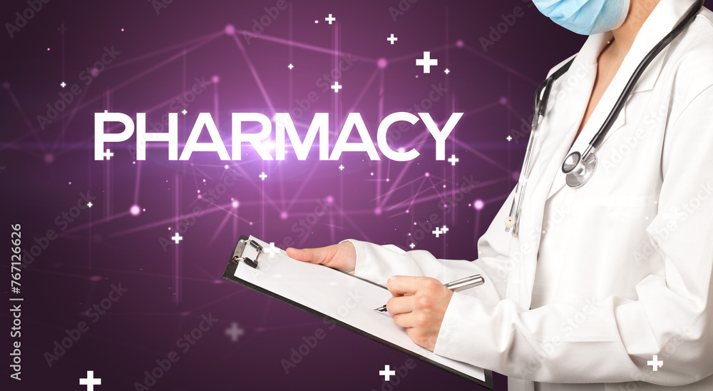 Doctor fills out medical record Doctor fills out medical record