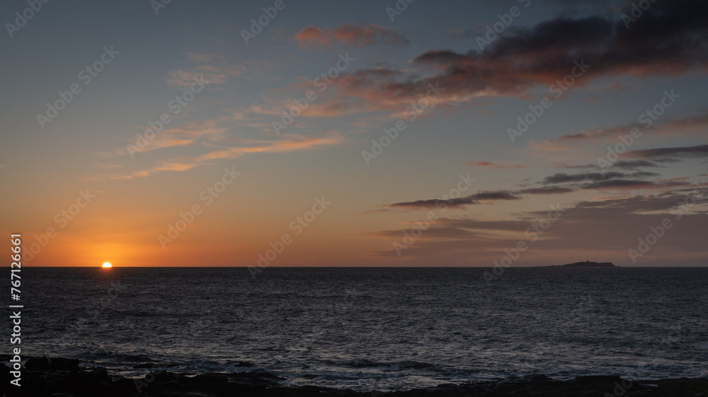 sunrise over the North Sea and the Isle of May
