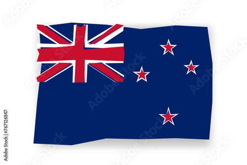 New Zealand flag  - stylish flag mosaic of colorful papercuts. Vector illustration with dropped shadow isolated on white background