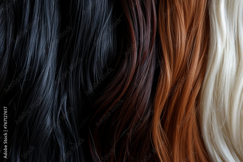 Rich and Diverse Hair Colors in Various Shades and Curls Rich and Diverse Hair Colors in Various Shades and Curls