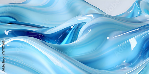 3d rendering Curve Silver Blue Fluid Liquid Wallpaper. Turquise Water Color Swirl Gradient Mesh. Vivid cream Vibrant Smooth Surface. Blurred Water Multicolor Gradient Background Generative AI