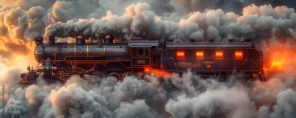 Steam locomotive Professional steampunk background - obrazy, fototapety, plakaty 