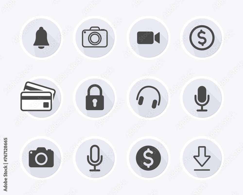 grey app icon set, social media covers, digital vector icons grey app icon set, social media covers, digital vector icons