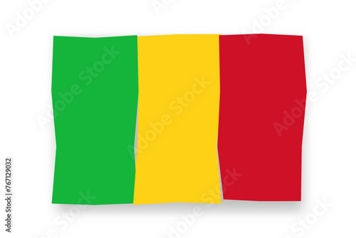 Mali flag  - stylish flag mosaic of colorful papercuts. Vector illustration with dropped shadow isolated on white background