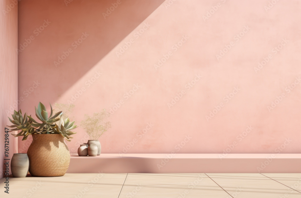Fototapeta premium pink outdoor wall on morning