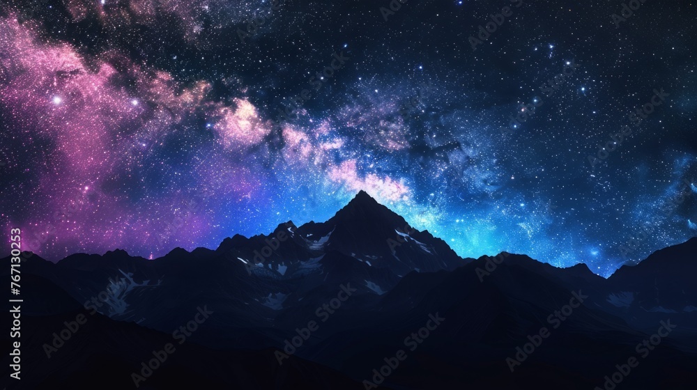 Majestic Night Sky With Stars and Mountains