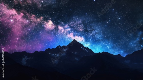 Majestic Night Sky With Stars and Mountains