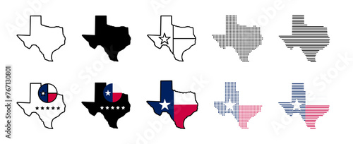 Texas map icons. Texas state border map sign, symbol. Vector illustration