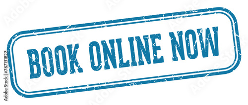 book online now stamp. book online now rectangular stamp on white background