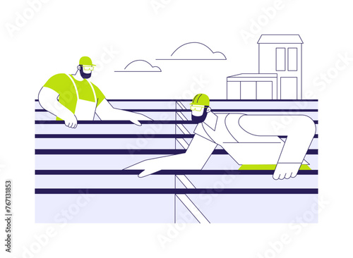 Floor joists installation abstract concept vector illustration.