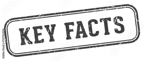 key facts stamp. key facts rectangular stamp on white background