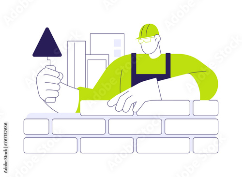 Laying bricks abstract concept vector illustration.