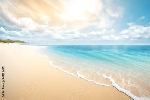 beach with water waves looking so butiful photo