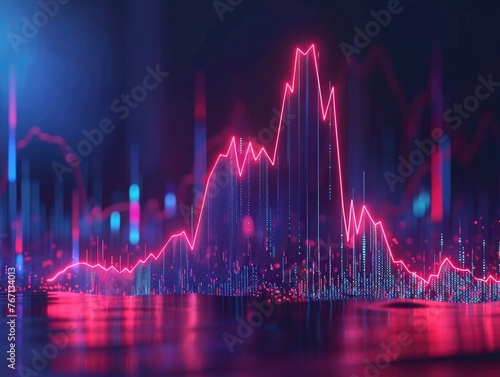 3D illustration of a Market Volatility Rollercoaster, with highs and lows in a financial landscape , 3D render