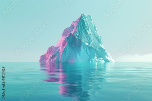 3D illustration of a massive iceberg representing the financial market, with its visible tip symbolizing known market trends and the vast hidden base depicting underlying economic forces , 3D render © Phawika