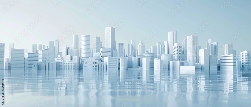 Animated 3D cityscape, futuristic design in soft pastel tones, dreamy atmosphere ,3D render