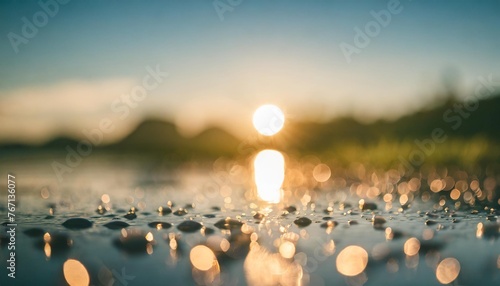 water drops on blue green background